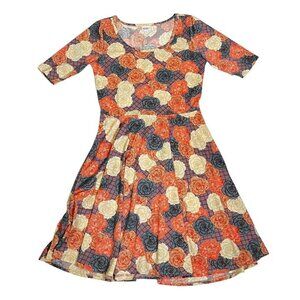 Lularoe Nicole dress Women's XL purple pink blue floral print short sleeve